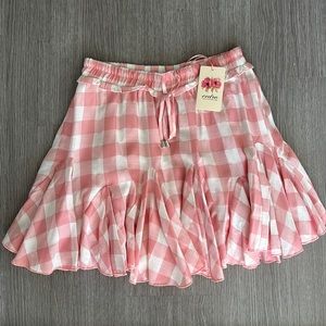 Pink gingham skort